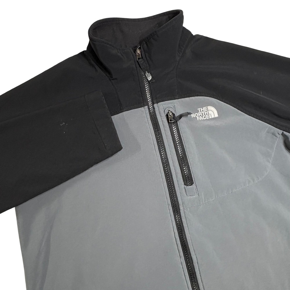 The North Face Boys XL Softshell‎ Jacket Gray Black Full Zip Pockets